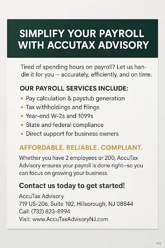 Bookkeeping Service Hillsborough Township - AccuTax Advisory 1 Featured image